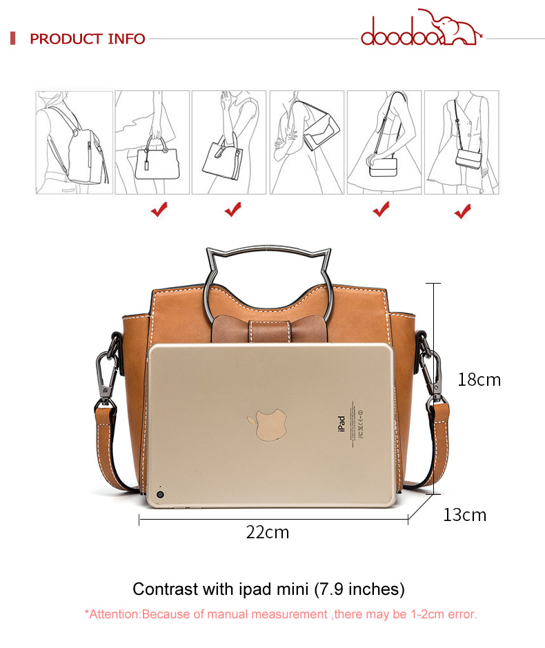 Doodoo Tas Selempang Messenger Bag Model Kucing Brown 